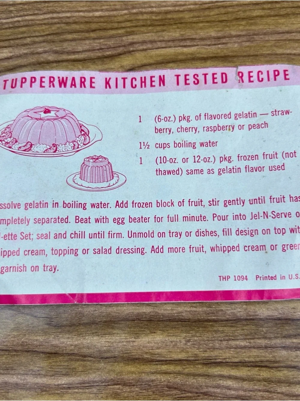 Vintage Tupperware JEL-N-SERVE Jello Mold 4 Design Inserts Lid Booklet
